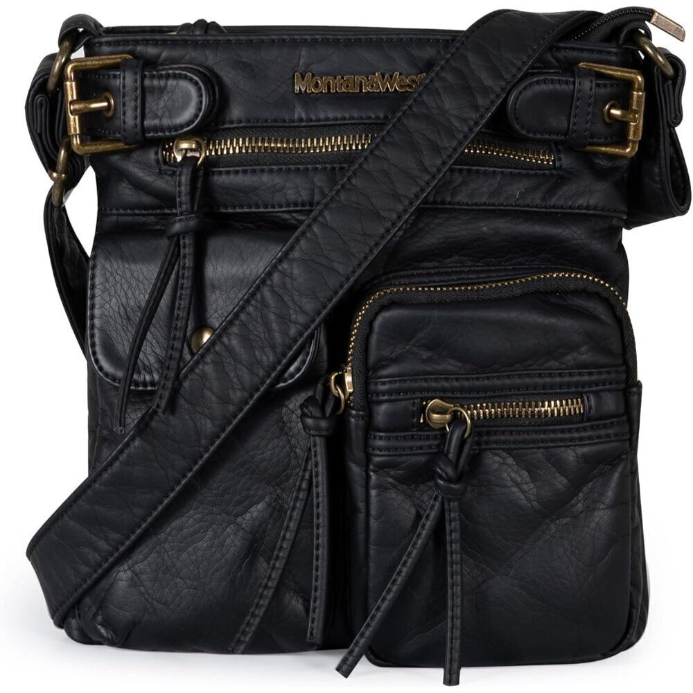 Crossbody Bag for Women Soft Washed Leather Multi Pocket crossbody handbags